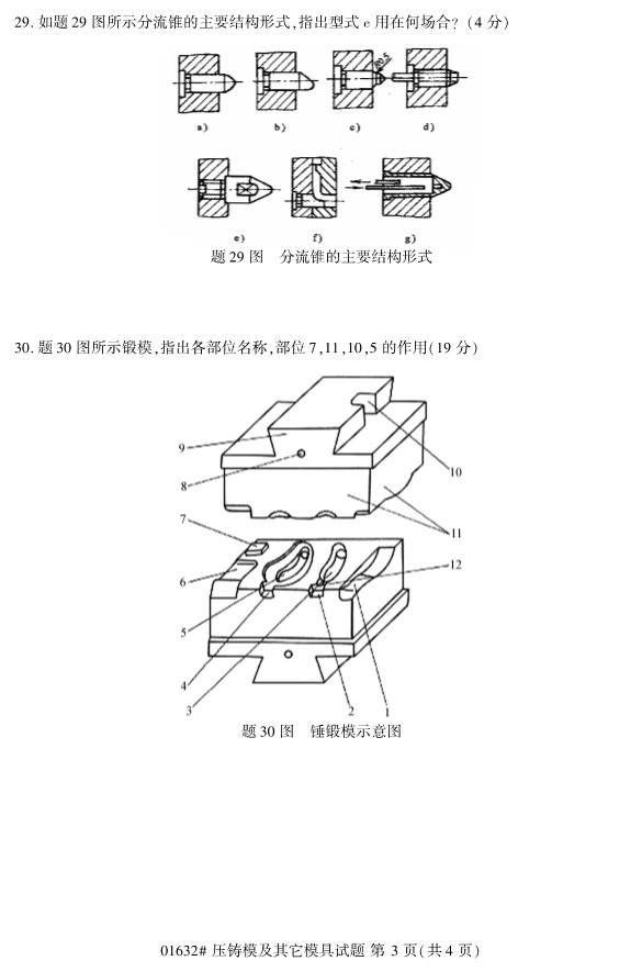 全国2019年10月自考01632压铸模及其它模具试题